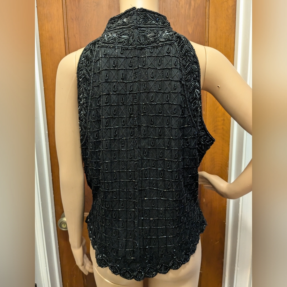 Black Beaded Tank by Papell Boutique Evening Large - Picture 7 of 15